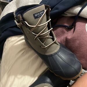 Sperry Navy and Gray Duck Boots
